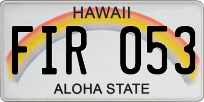 HI license plate FIR053