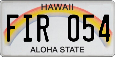 HI license plate FIR054