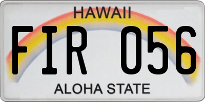 HI license plate FIR056