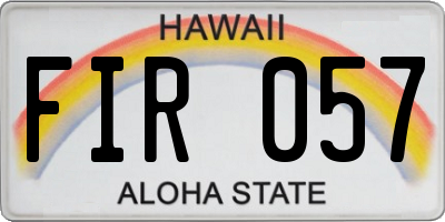 HI license plate FIR057