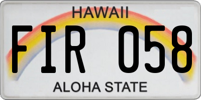 HI license plate FIR058