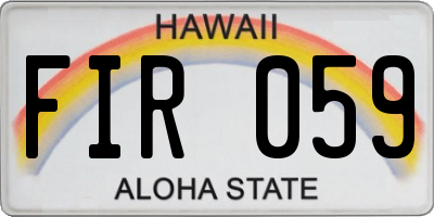 HI license plate FIR059