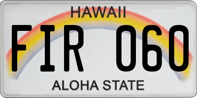 HI license plate FIR060