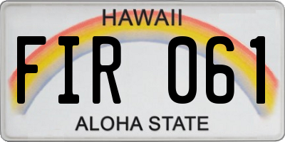 HI license plate FIR061