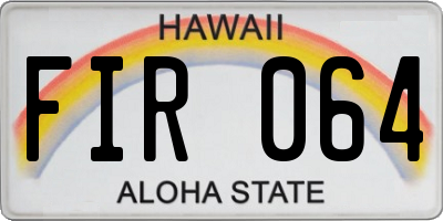 HI license plate FIR064