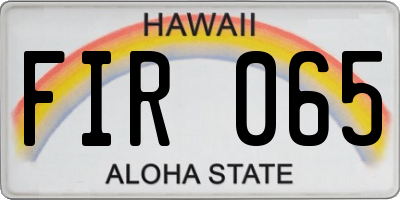 HI license plate FIR065