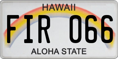 HI license plate FIR066