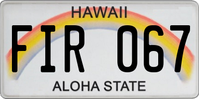 HI license plate FIR067