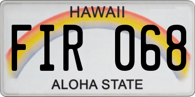 HI license plate FIR068