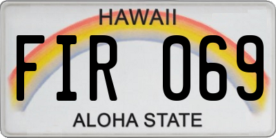 HI license plate FIR069