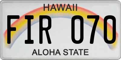 HI license plate FIR070