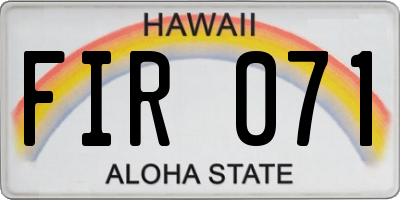 HI license plate FIR071