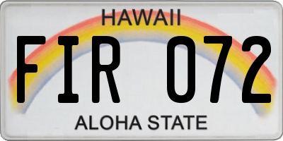 HI license plate FIR072