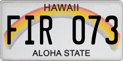 HI license plate FIR073