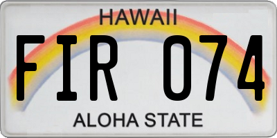 HI license plate FIR074