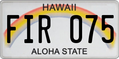 HI license plate FIR075