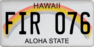 HI license plate FIR076