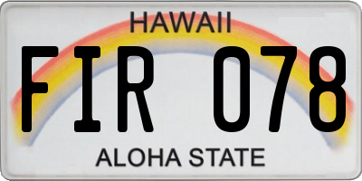 HI license plate FIR078