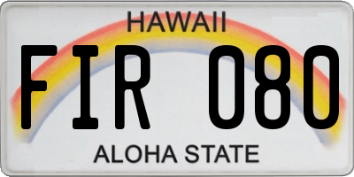 HI license plate FIR080