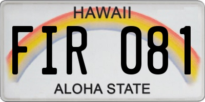 HI license plate FIR081