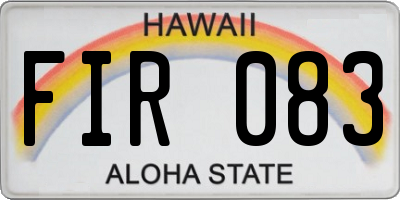 HI license plate FIR083