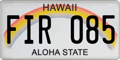 HI license plate FIR085