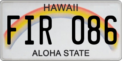 HI license plate FIR086