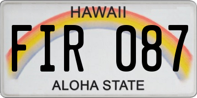 HI license plate FIR087
