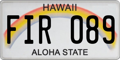 HI license plate FIR089