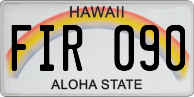 HI license plate FIR090
