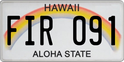 HI license plate FIR091
