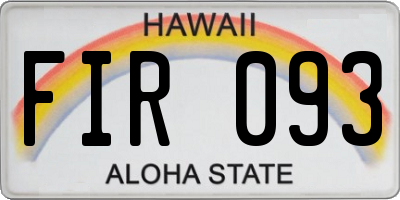 HI license plate FIR093