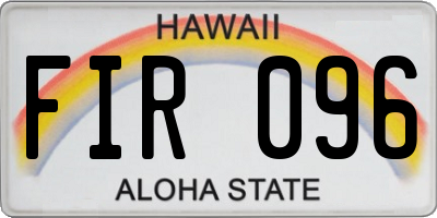 HI license plate FIR096
