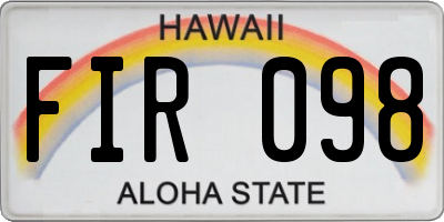 HI license plate FIR098