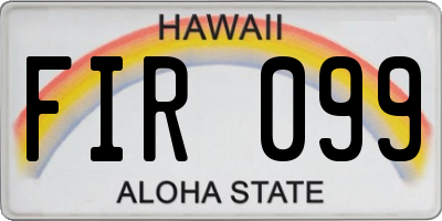 HI license plate FIR099
