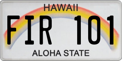 HI license plate FIR101