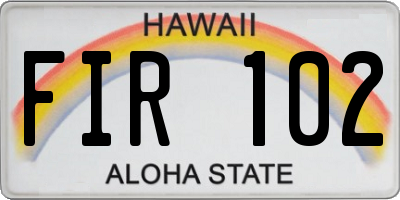HI license plate FIR102