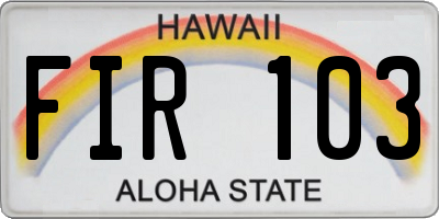 HI license plate FIR103