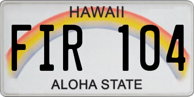 HI license plate FIR104