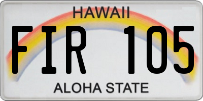 HI license plate FIR105