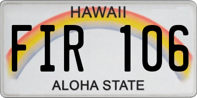 HI license plate FIR106