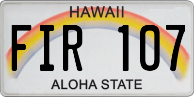 HI license plate FIR107