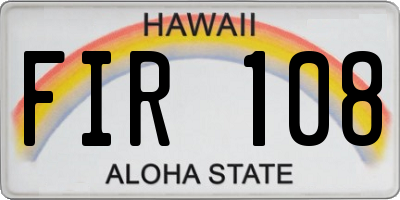 HI license plate FIR108