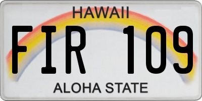 HI license plate FIR109