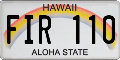 HI license plate FIR110