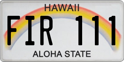 HI license plate FIR111