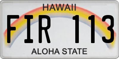 HI license plate FIR113