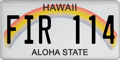 HI license plate FIR114