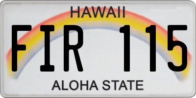 HI license plate FIR115