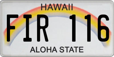 HI license plate FIR116